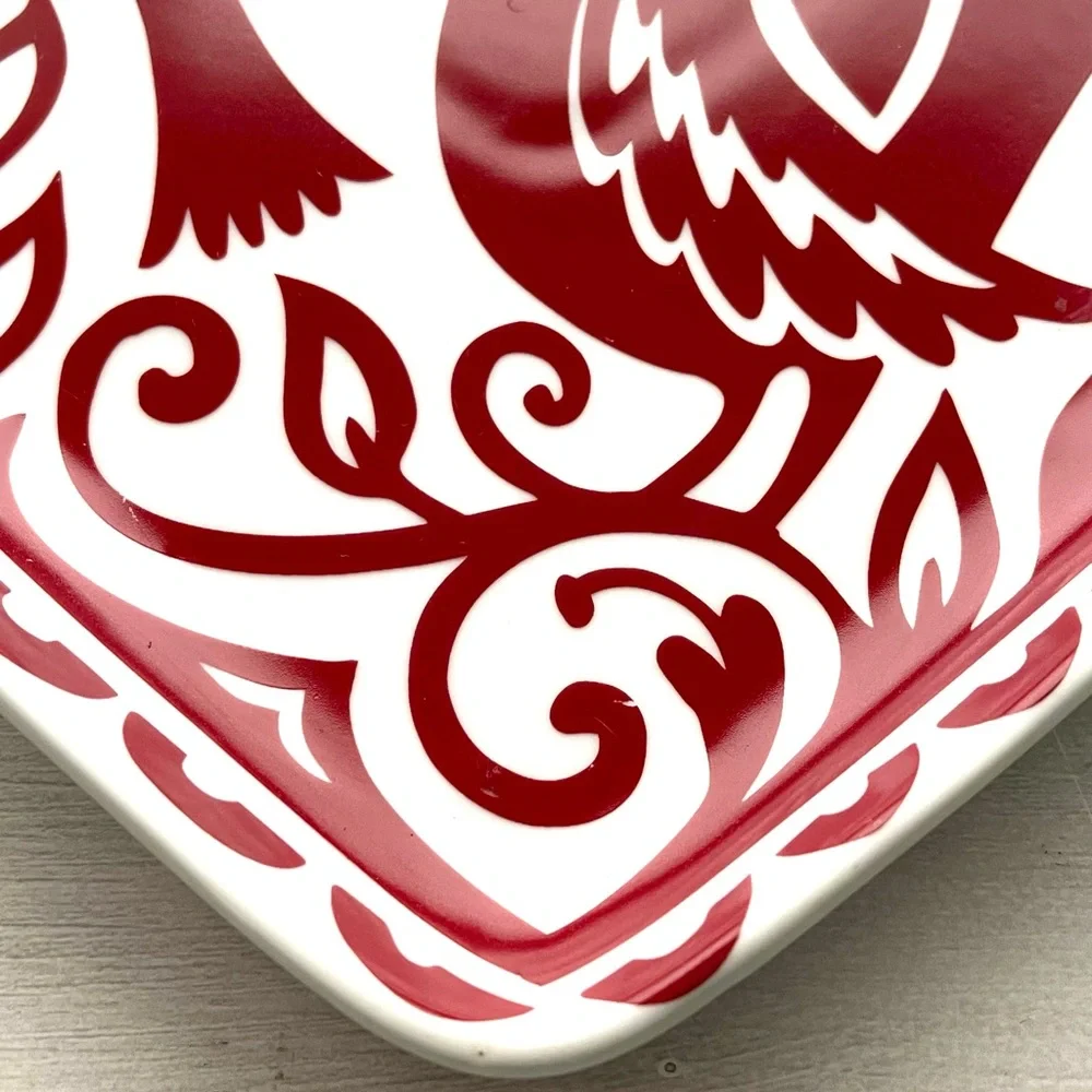 CRATE & BARREL KATE FORRESTER LOVE BIRDS Heart Plate CERAMIC 14” Valentine’s Day